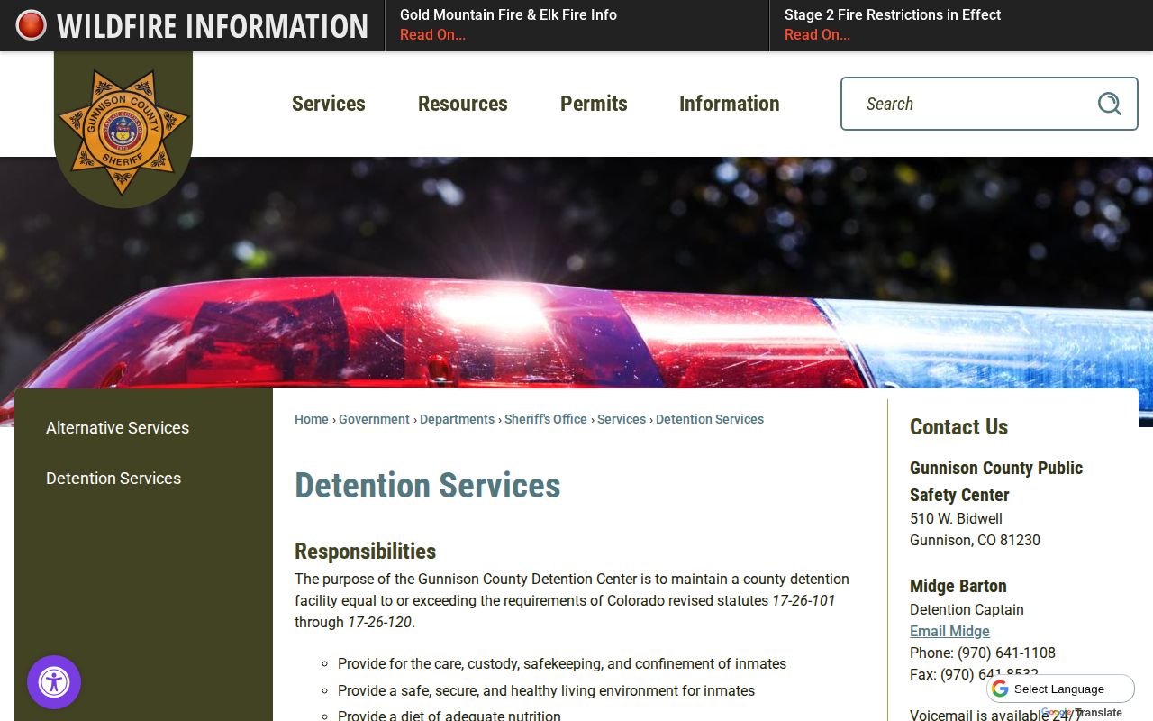 Gunnison County released inmates detention services roster source